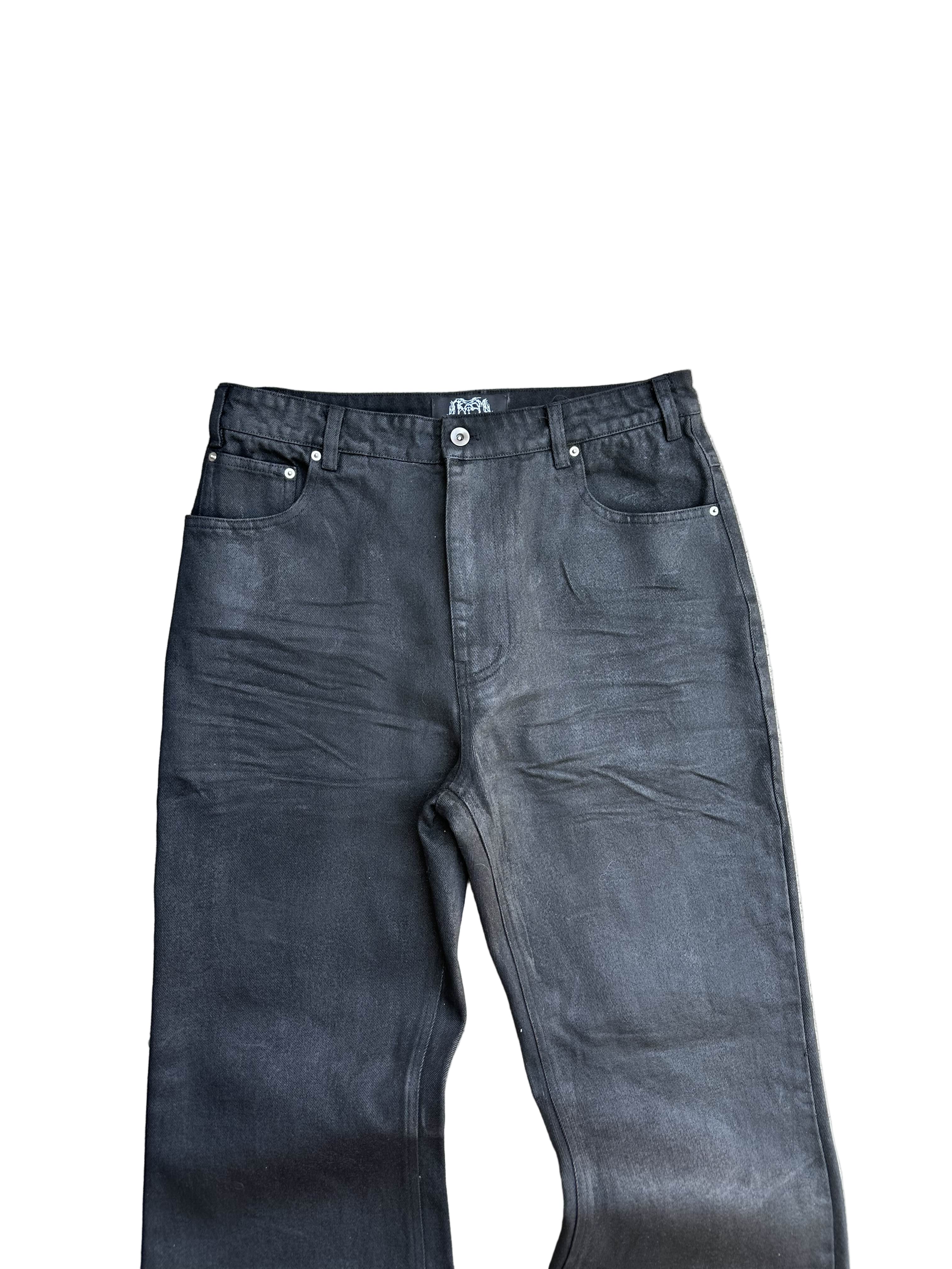Noir Flared Wax Denim