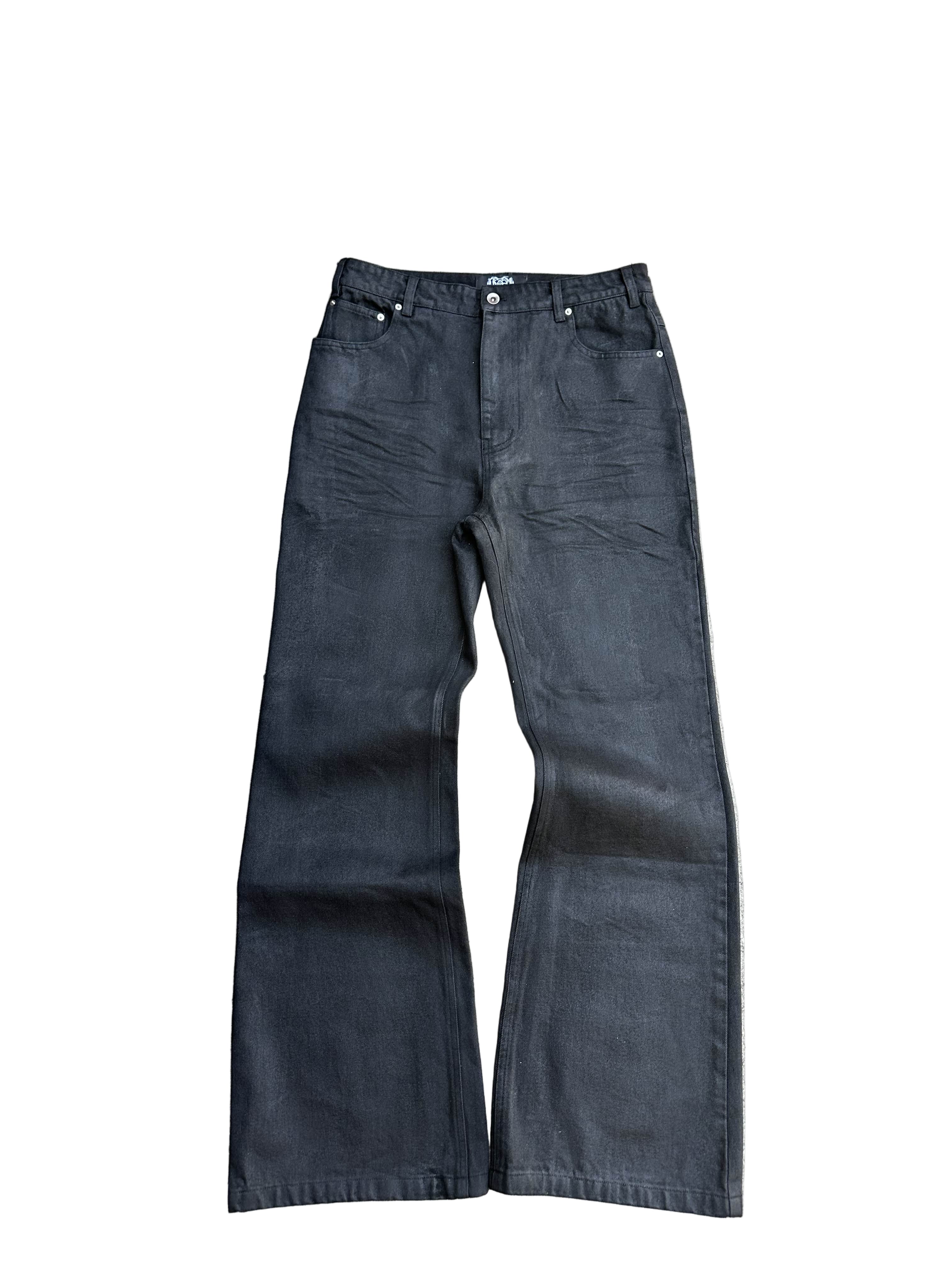 Noir Flared Wax Denim